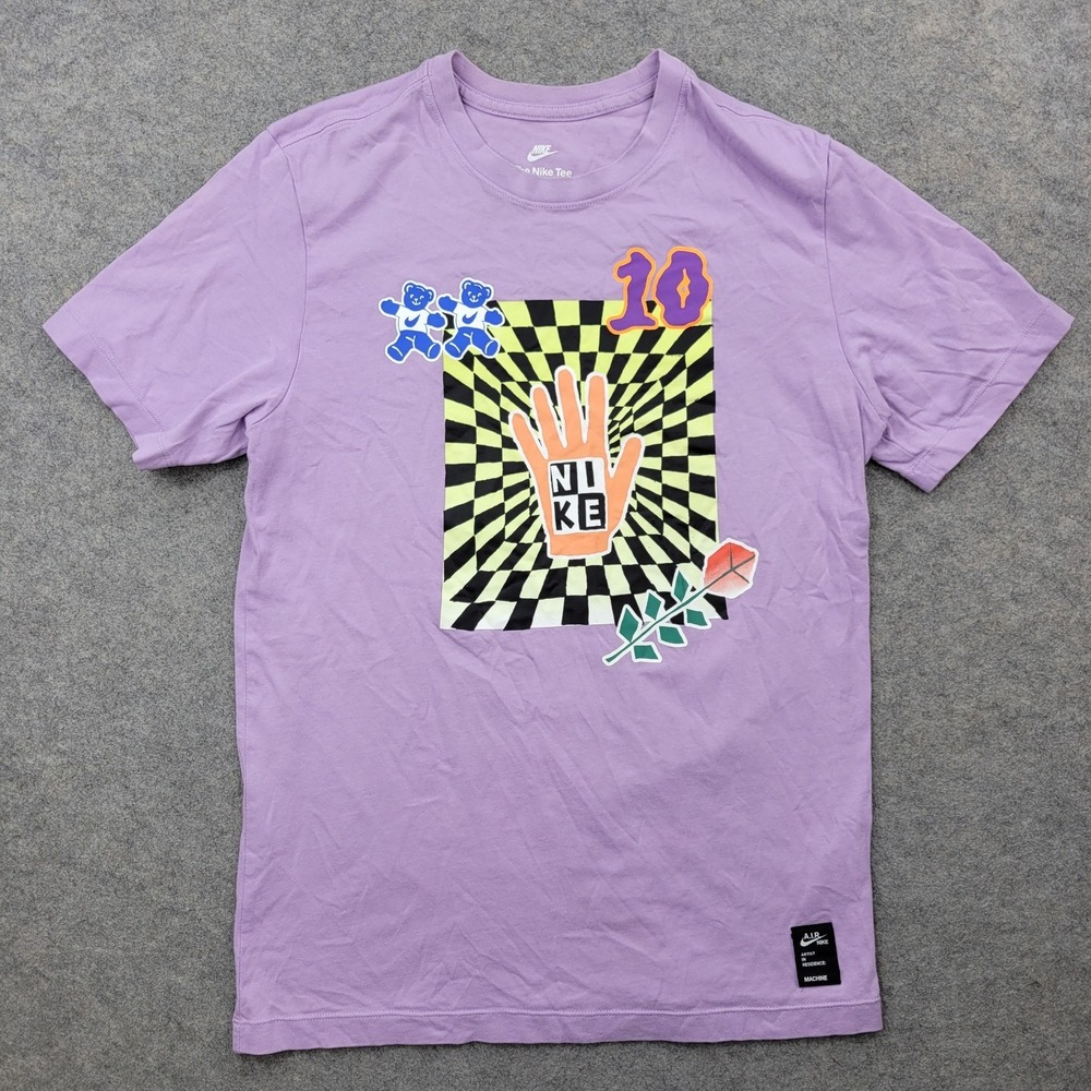 Nike‎ Shirt Mens Small Purple Psychedelic Hand Bears Graphic Tee Tagless